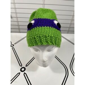 Teenage Mutant Ninja Turtles Beanie Hat Crochet Green Purple Kids